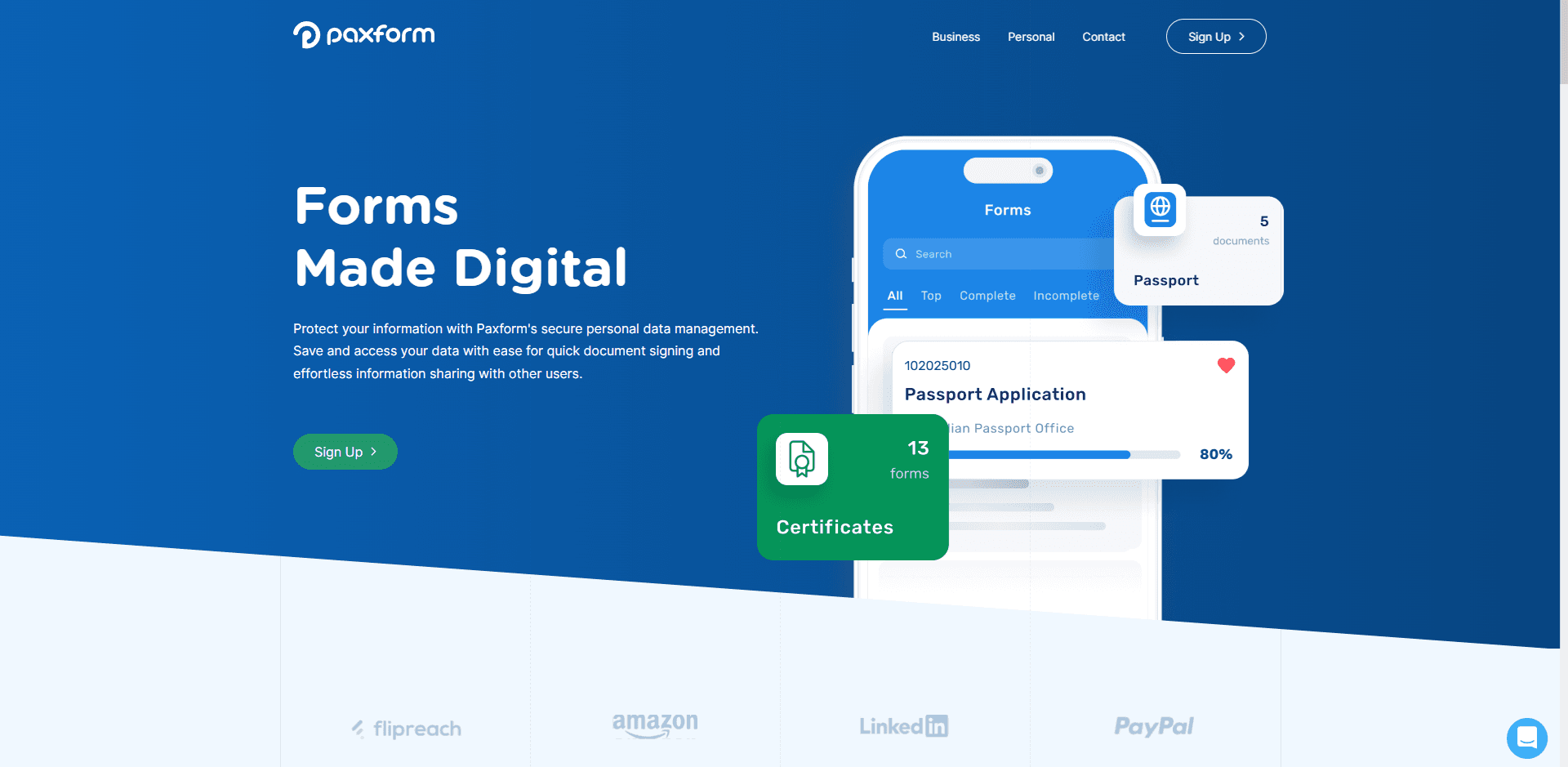 Paxform screenshot